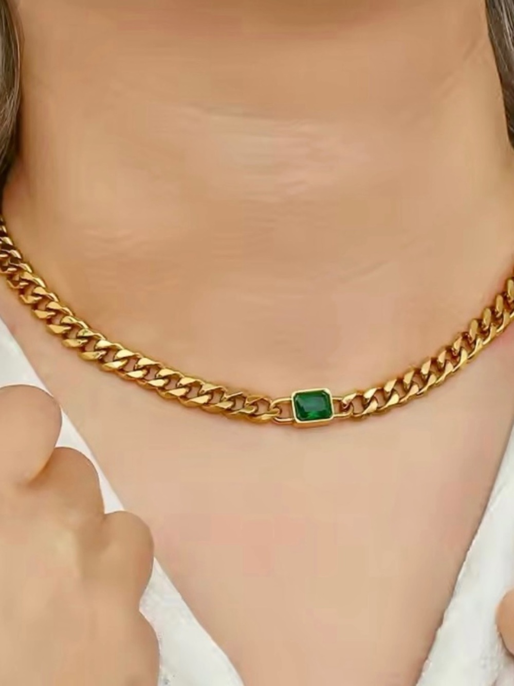 NWOT Cuban Chain Choker 18k Gold plated & Stainless Steel